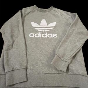 Adidas Gray Trefoil Crewneck‎ Sweatshirt Size Small